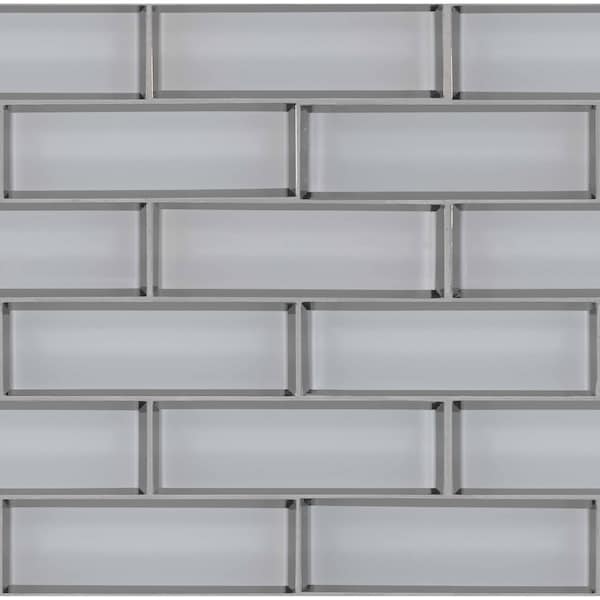 Ice Bevel Subway SAMPLE Glass Mesh-Mounted Mosaic Tile